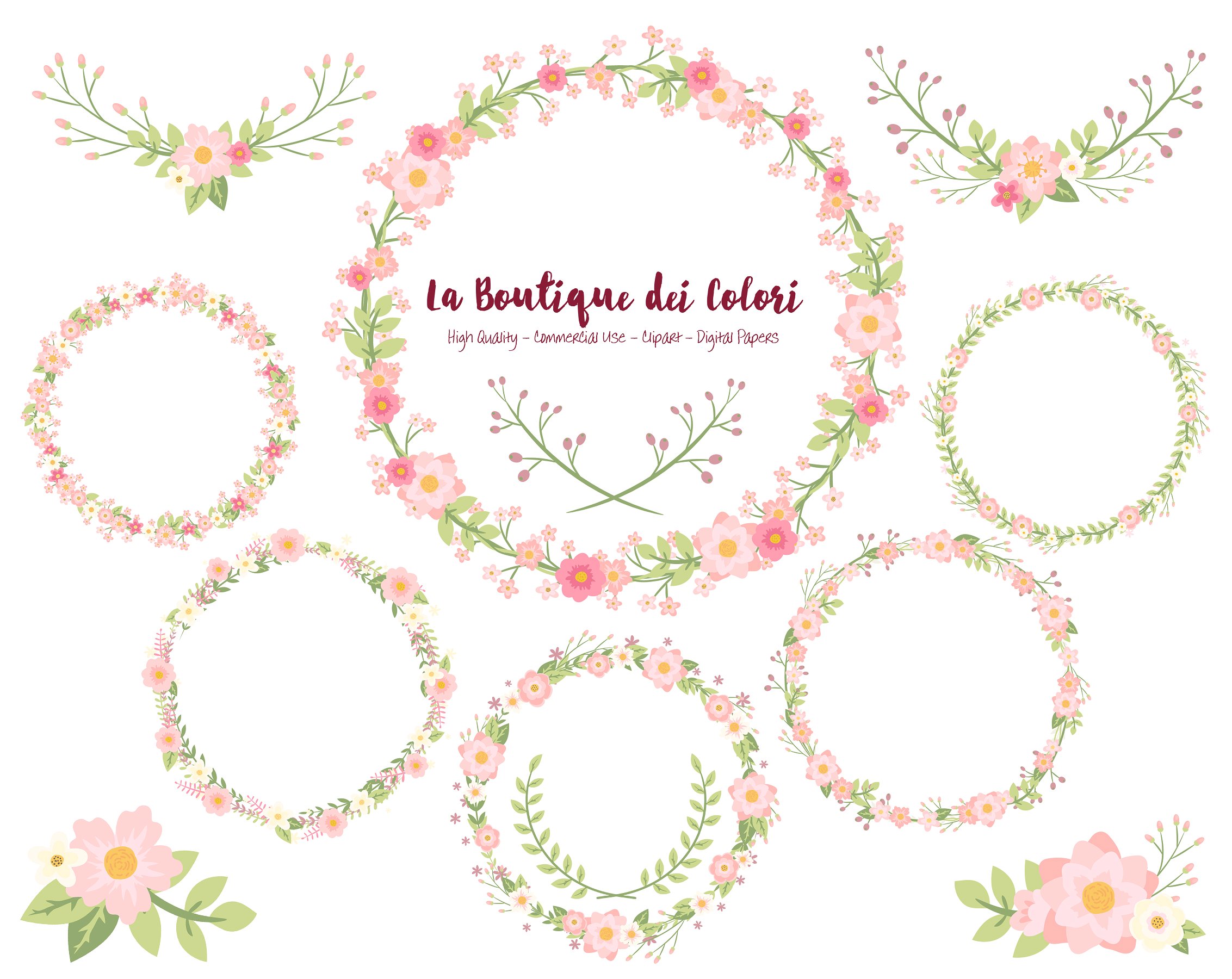 2265x1800 Pink Wreath Clipart