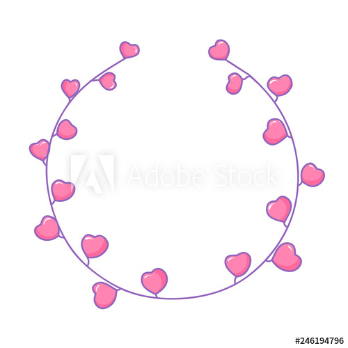 500x500 Circle Graphic Frame With Hearts Valentine S Day Background