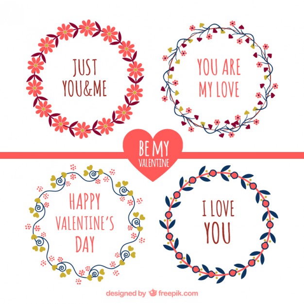 626x626 Floral Valentines Day Wreaths Vector Free Download