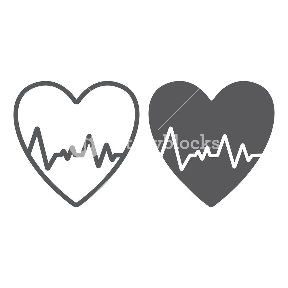 1000x1000 Heartbeat Line And Glyph Icon, Ecg And Cardiology, Heart
