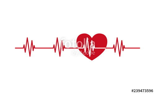 500x303 Heartbeat Pulse Line With Heart Icon Heartbeat Ecg Red Vector