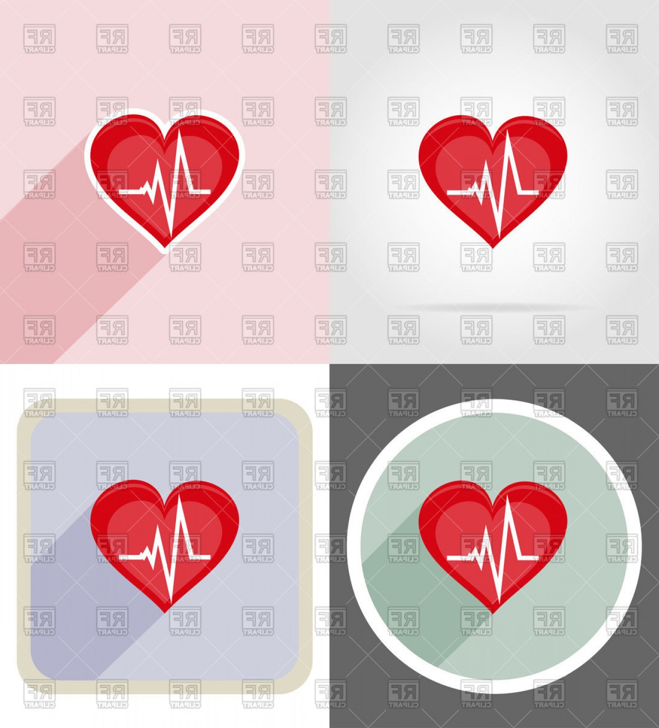 1303x1440 Symbol Of Health Icons Heart With Heartbeat In Flat Color Vector