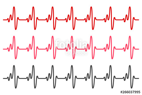 500x334 Red Heart, Pulse One Line, Cardiogram Sign, Heartbeat