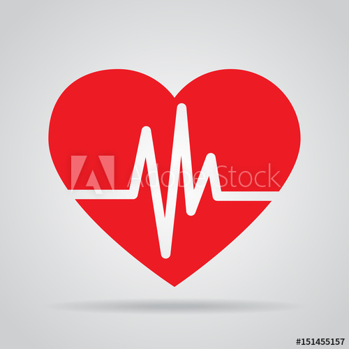 500x500 Red Heart Icon With Sign Heartbeat Vector Illustration Heart