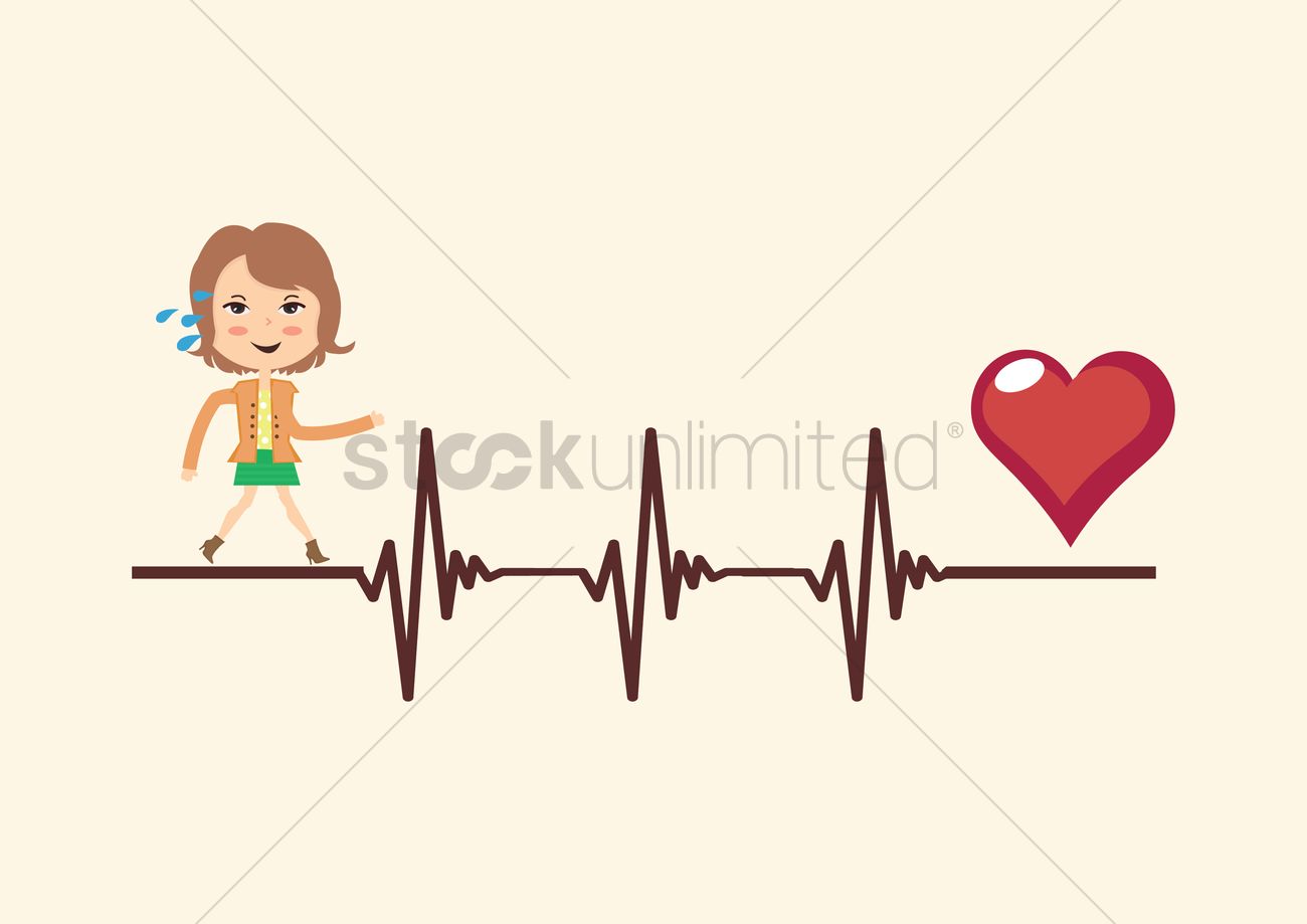1300x919 Woman's Heartbeat Vector Image