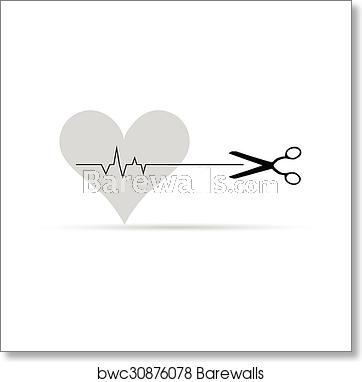 362x382 Scissor With Heartbeat Vector, Art Print Barewalls Posters