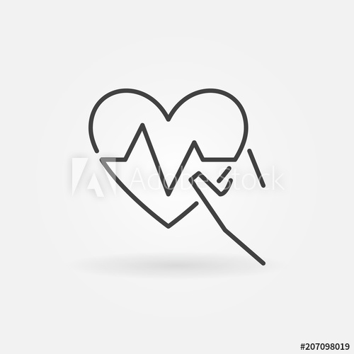 500x500 Hand Holding Heartbeat Vector Icon In Thin Line Style