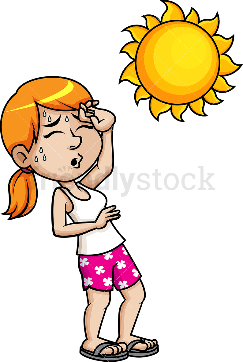 794x1180 Woman Fainting From The Heat Cartoon Vector Clipart