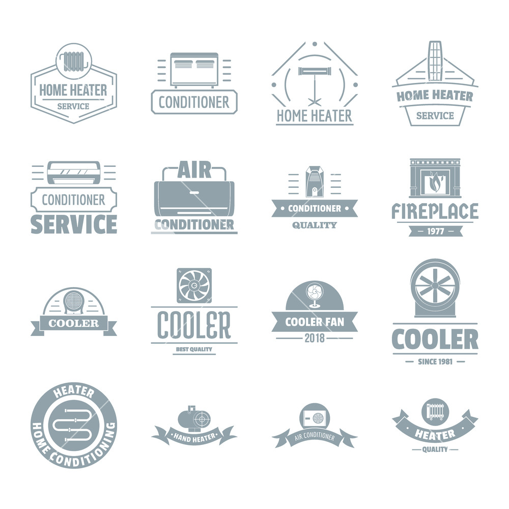 1000x1000 Heating Cooling Logo Icons Set Simple Illustration Of Heating