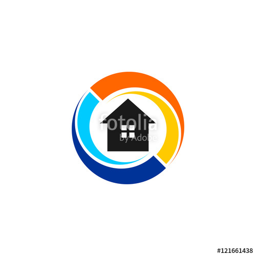 500x500 House Home Heating Cooling Logo Vector Image Icon Stock Image