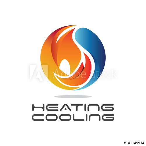 500x500 Modern Abstract 'heating Cooling' Logo