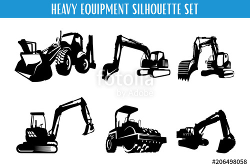 Heavy Equipment Silhouette Set Stock Image And Royalty Free 500x334 Heavy Equipment Silhouette Set Stock Image And Royalty Free