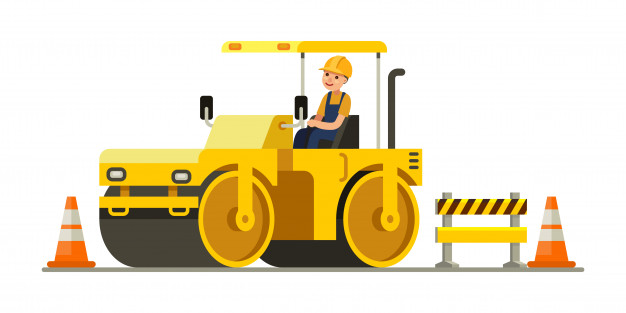 Road Construction Worker With Roller Compactor Heavy Equipment 626x313 Road Construction Worker With Roller Compactor Heavy Equipment