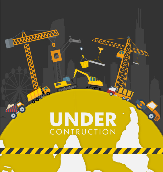 Under Construction Poster With Heavy Equipment Illustration Free 568x600 Under Construction Poster With Heavy Equipment Illustration Free