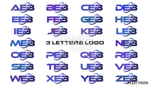 500x287 Letters Modern Swoosh Logo Aeb, Beb, Ceb, Deb, Eeb, Feb, Geb