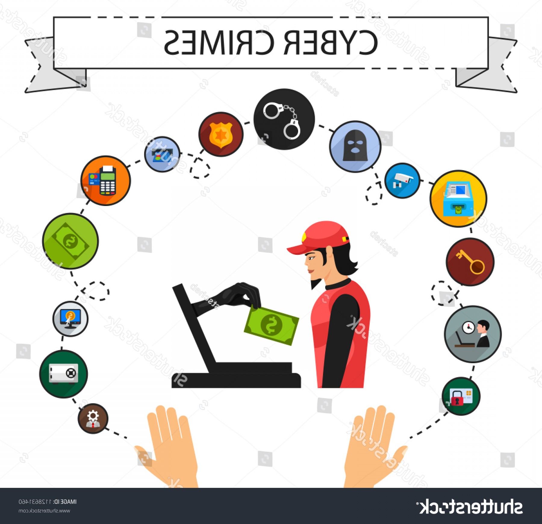 1800x1740 Cyber Crimes Flat Icons Concept Vector Handandbeak