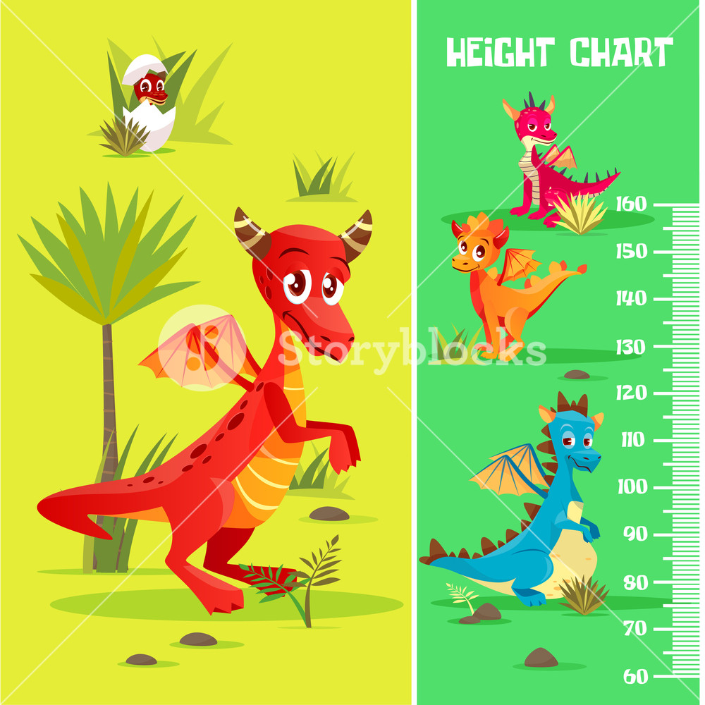 Vector Height Chart In Prehistoric Dinosaur Creatures, Cartoon 1000x1000 Vector Height Chart In Prehistoric Dinosaur Creatures, Cartoon