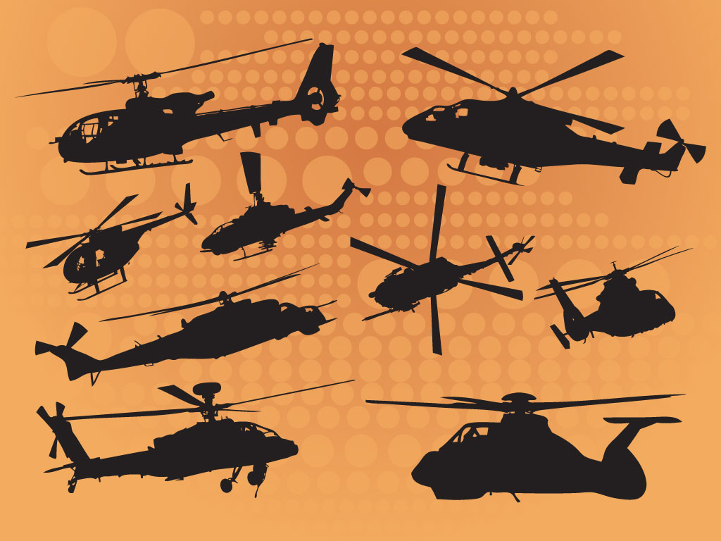 1024x768 Helicopter Silhouette Vectors