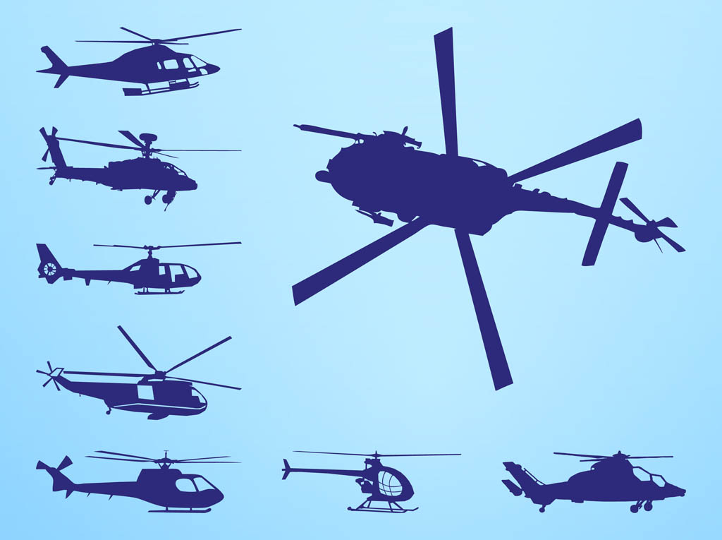 1024x765 Helicopters Silhouettes Vector Graphics Vector Art Graphics