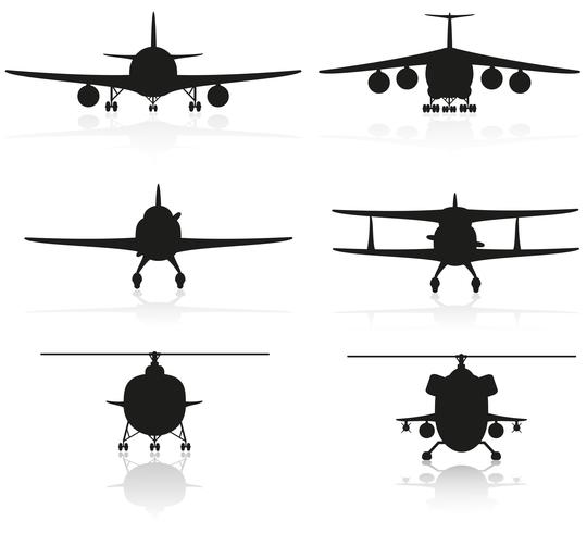 540x490 Set Icons Airplane Silhouette And Helicopter Vector Illustration