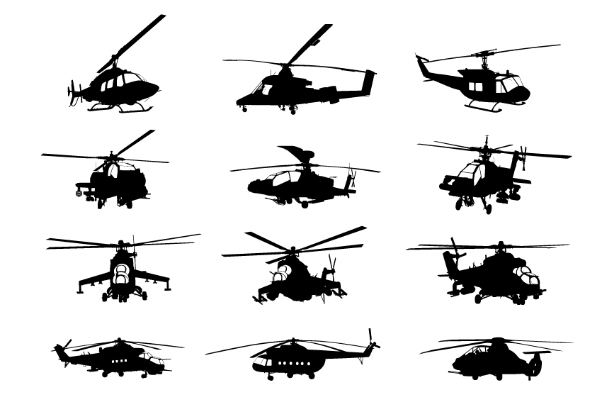 850x567 Creative Military Helicopter Silhouette Vector Material Free Download