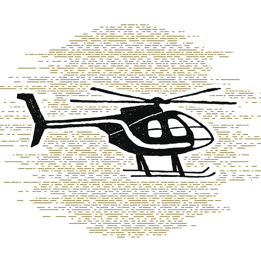 900x900 Hand Drawn Textured Icon With Helicopter Vector Illustration