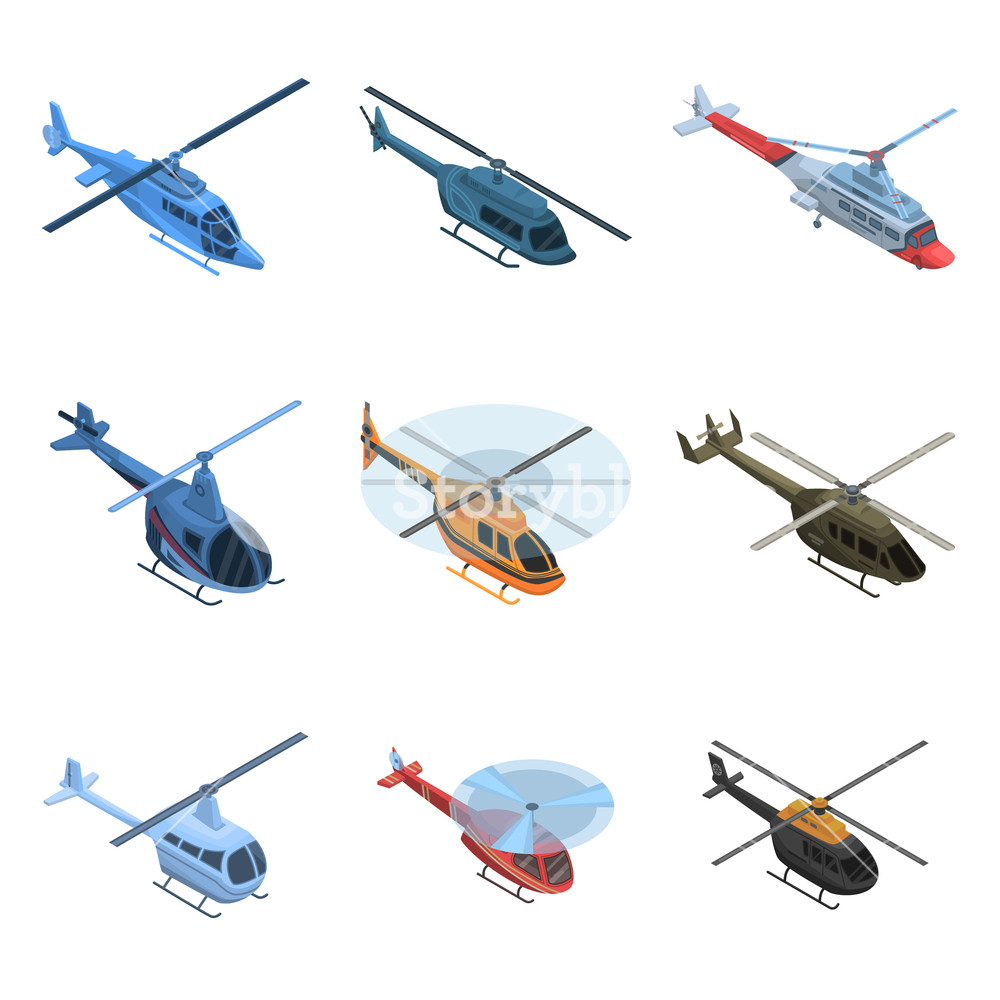 1000x1000 Helicopter Icon Set Isometric Set Of Helicopter Vector Icons