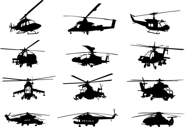 600x411 Creative Military Helicopter Silhouette Vector Free Vector