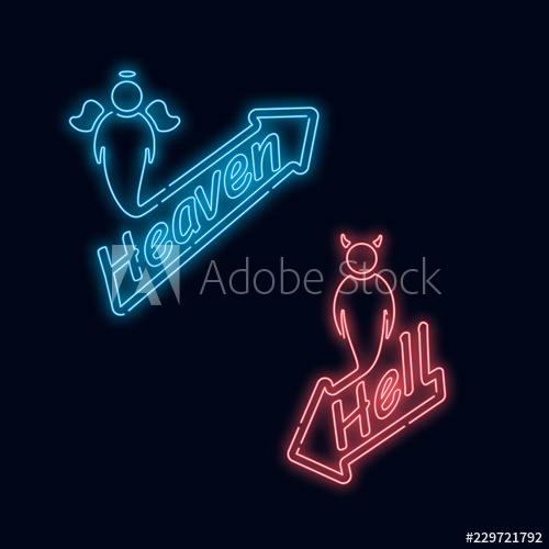 500x500 Neon Signs, Heaven Or Hell Vector Illustration