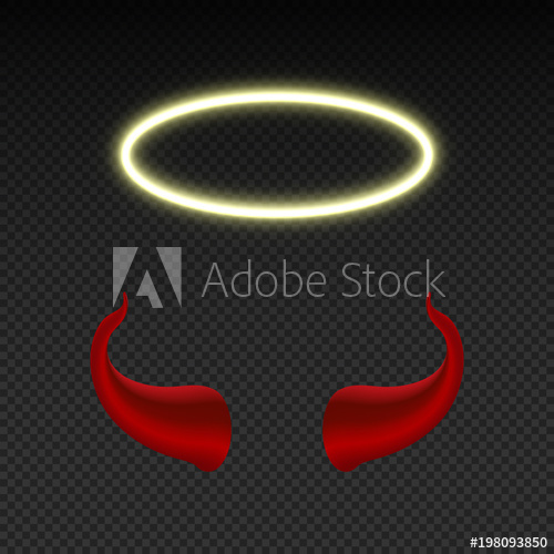 500x500 Devil Horns And Shining Angel Nimbus Heaven And Hell Vector