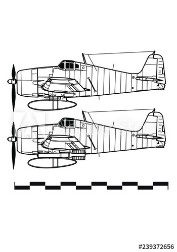 350x500 Grumman Hellcat Outline Drawing