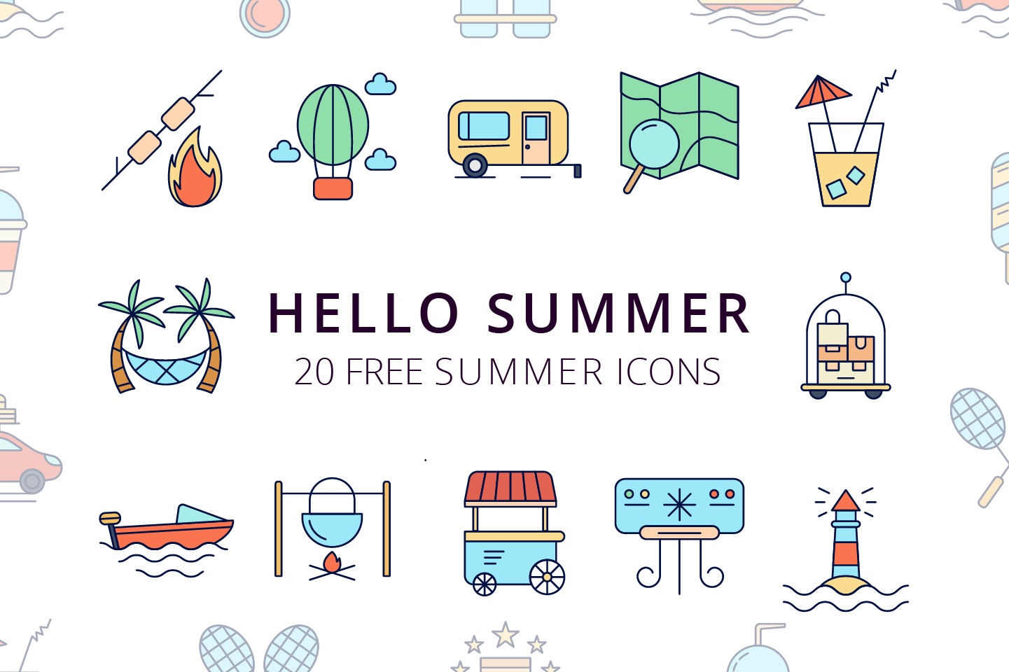 1441x960 Hello Summer Vector Free Icon Set
