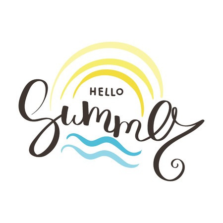 450x450 Hello Summer Vector Illustration Ink Background Hand Lettering