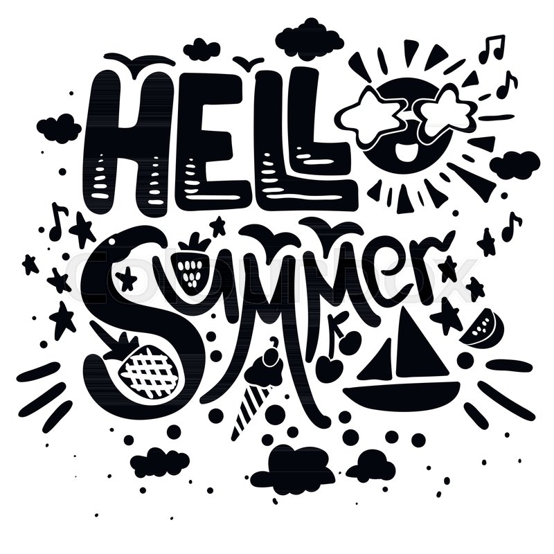 800x800 Hello Summer Vector Poster Brush Stock Vector Colourbox