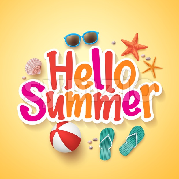 620x620 Hello Summer Text Title Poster Design In Vector Vector