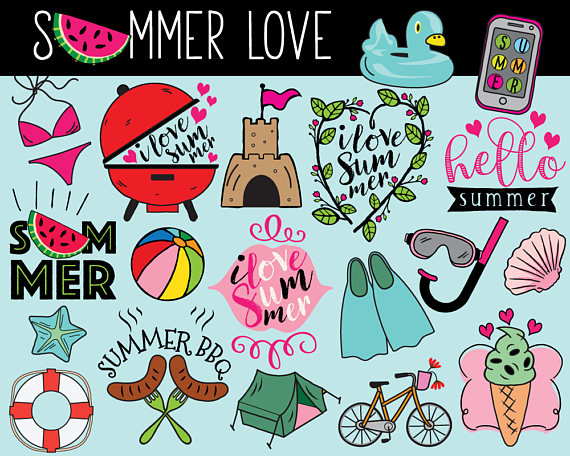 570x456 New Summer Clipart Hello Vector Clip Art Doodle Bullet Journal