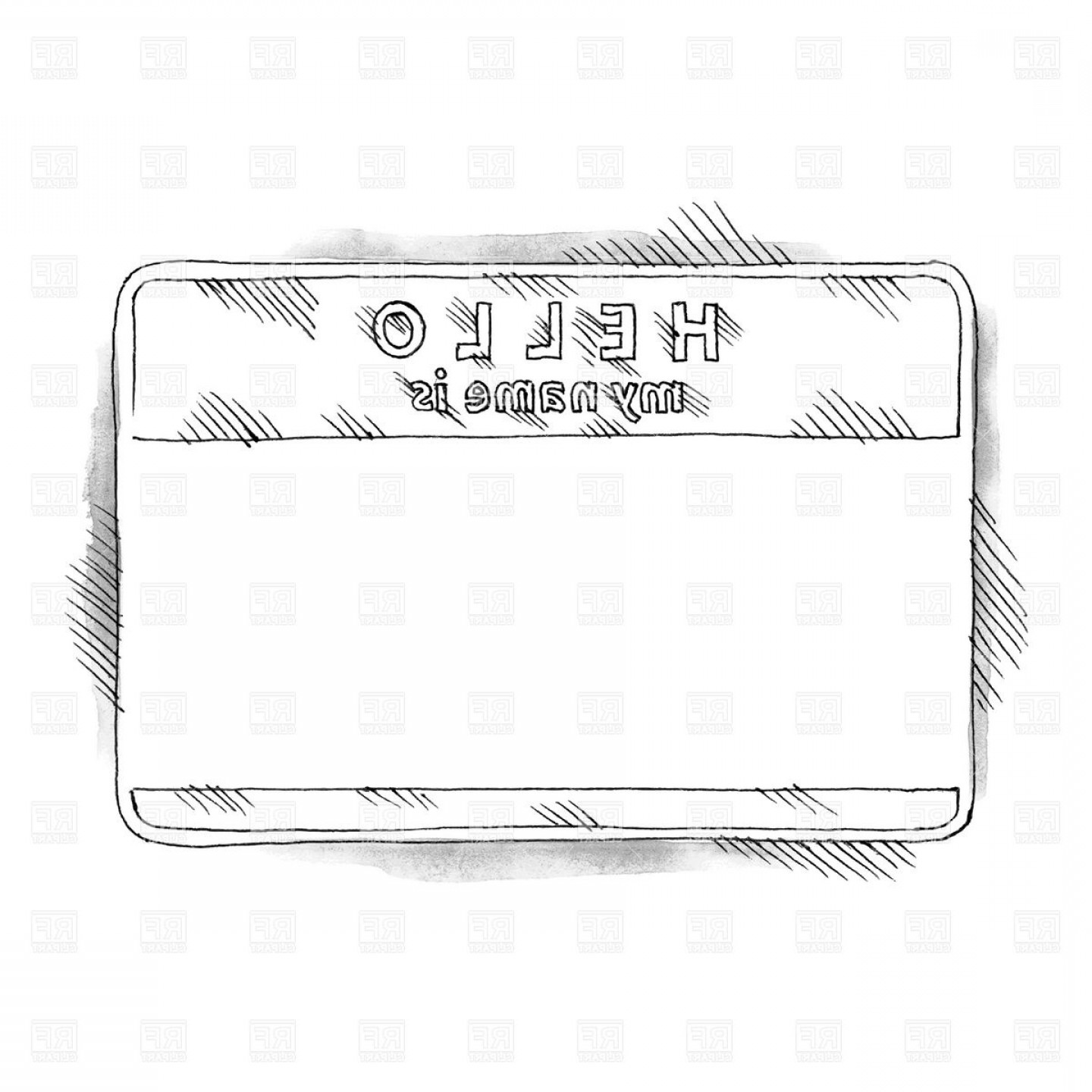 1440x1440 Sketchy Blank Name Tag With Caption Hello Vector Clipart