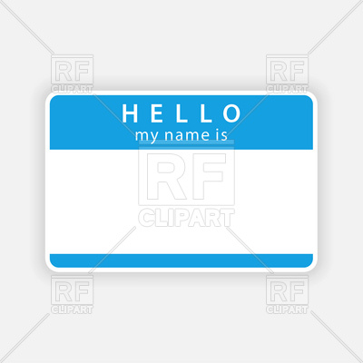 400x400 Blue Nameplate Template With Word Hello Vector Image Of Borders
