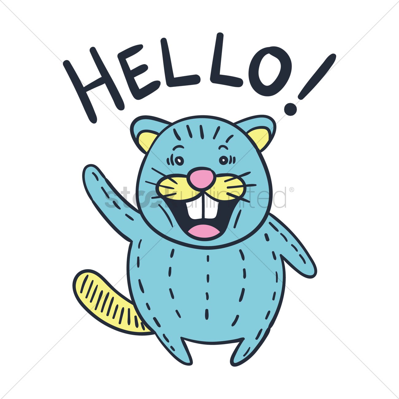 1300x1300 Cartoon Beaver Greeting Hello Vector Image