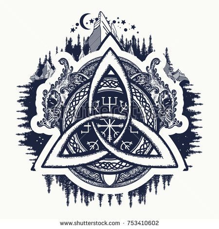 450x470 Dragons, Symbol Of The Viking Helm Of Awe, Aegishjalmur, Celtic