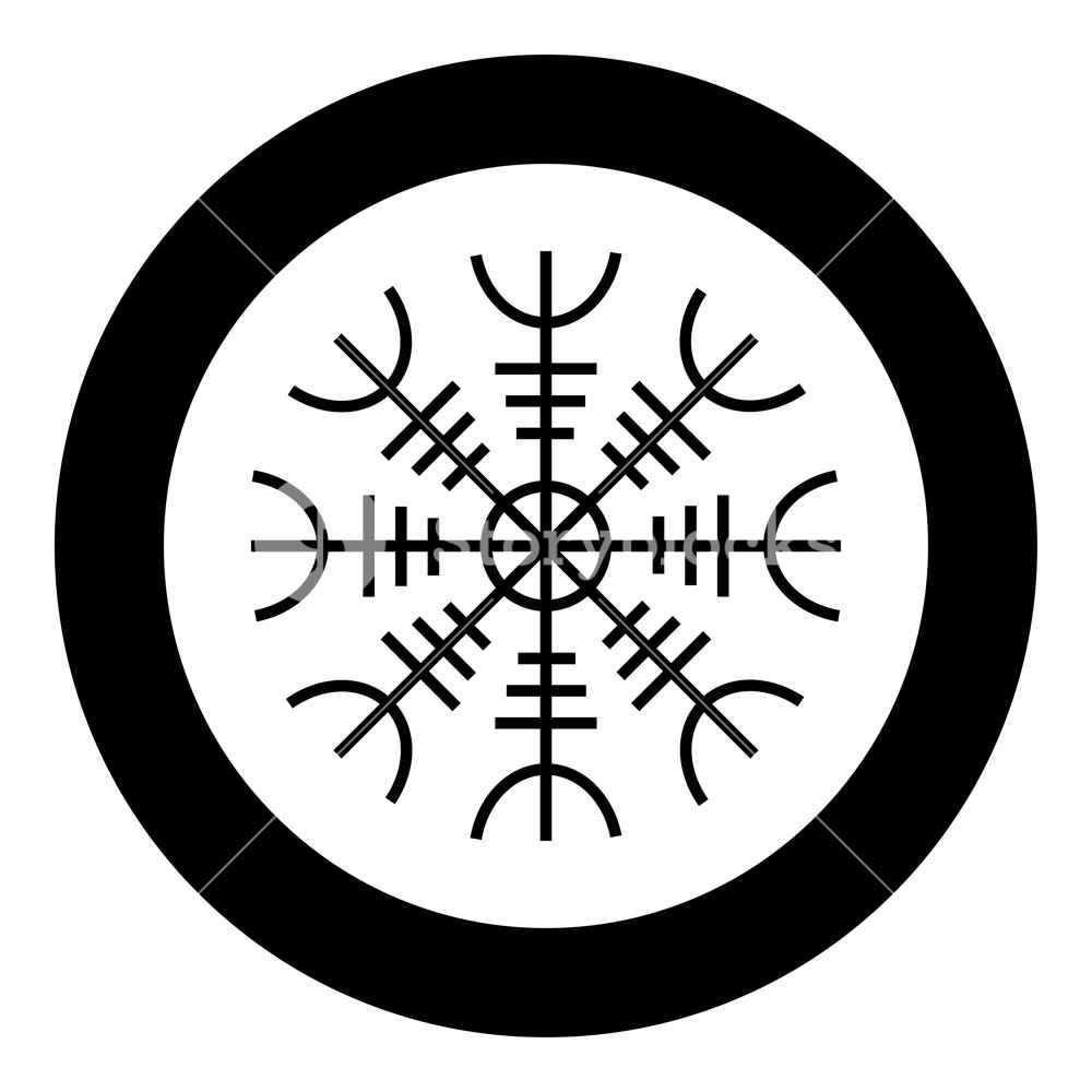 1000x1000 Helm Of Awe Aegishjalmur Or Egishjalmur Icon Black Color Vector