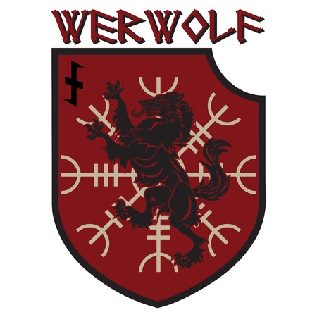 450x450 Design Patch Heraldic Shield With A Werewolf, Helm Of Awe