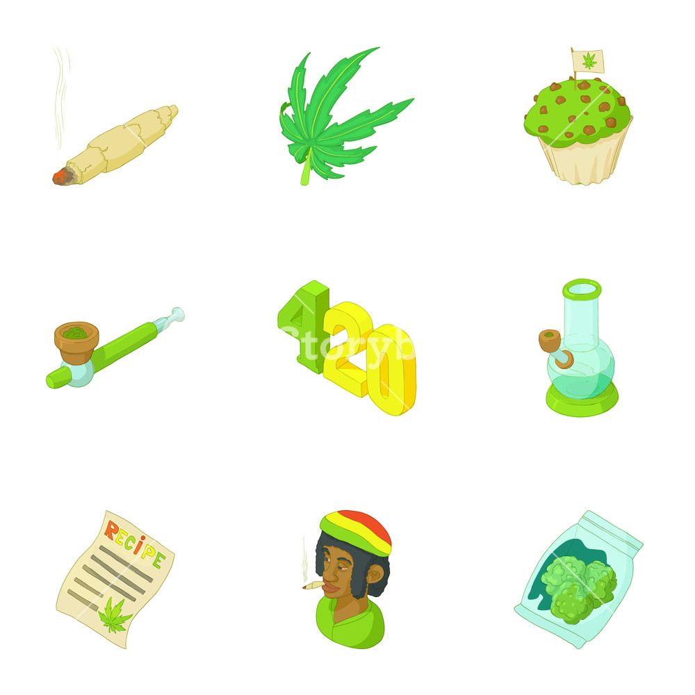 1000x1000 Hemp Icons Set Cartoon Illustration Of Hemp Vector Icons