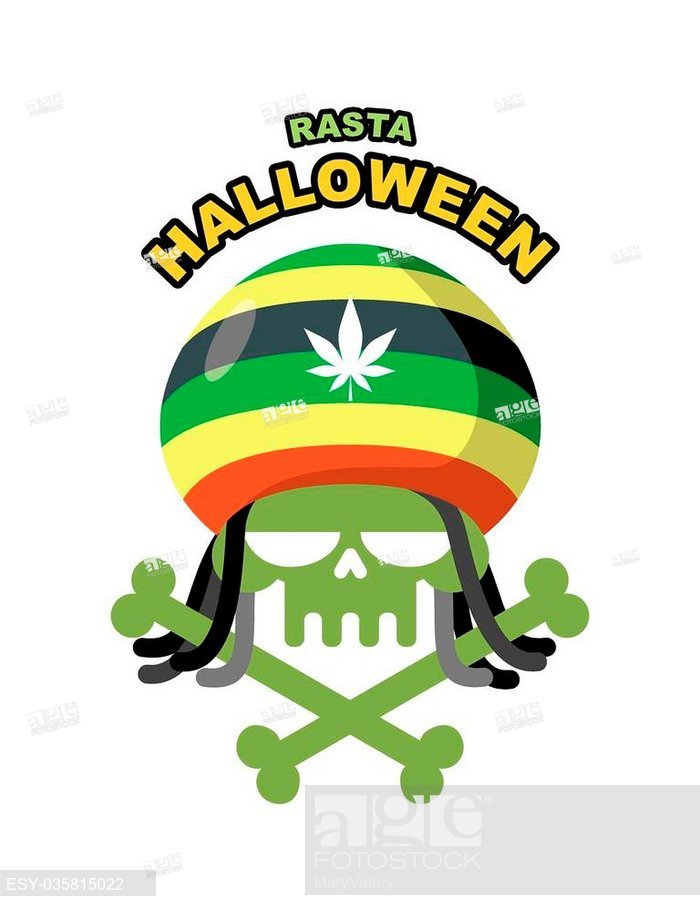 700x911 Rasta Halloween Night Skull Addict With Dreadlocks And Bones