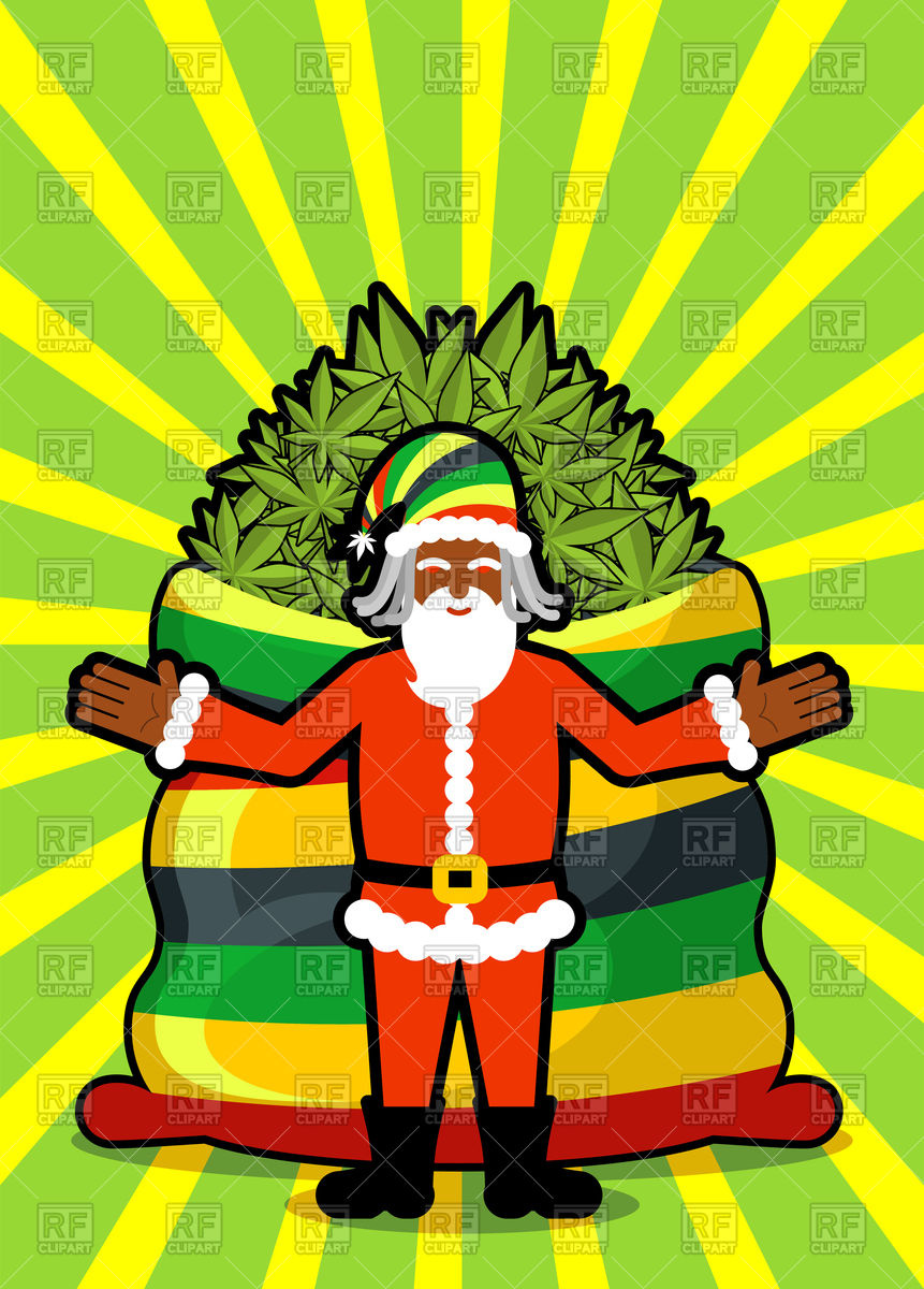 861x1200 Rasta Santa Claus And Sack Of Hemp Vector Image Of Conceptual