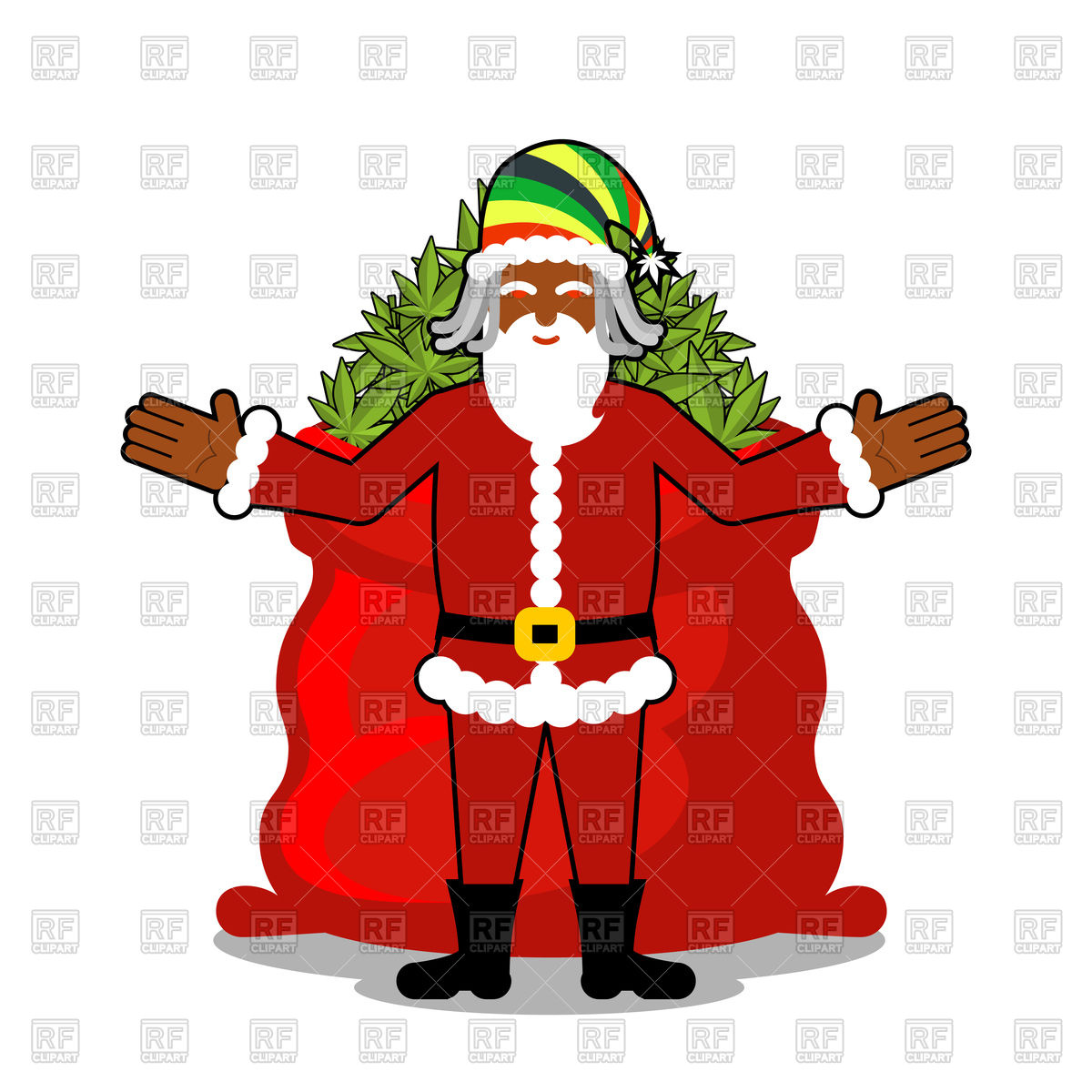 1200x1200 Rasta Santa Claus Wishes Big Sack Of Hemp Vector Image