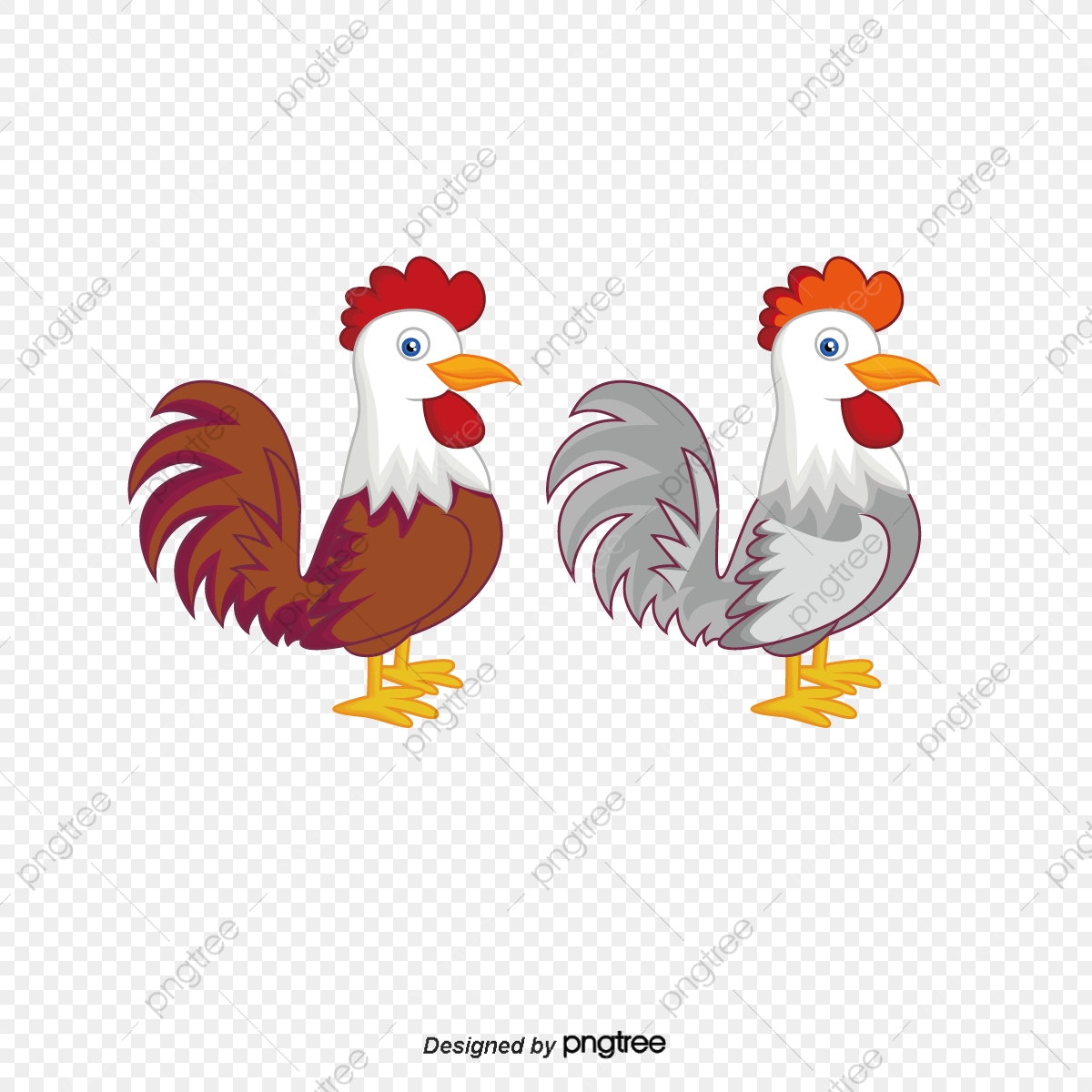 1200x1200 Cartoon Cock Hen Vector, Cartoon Cock Hen, Cock, Hen Png