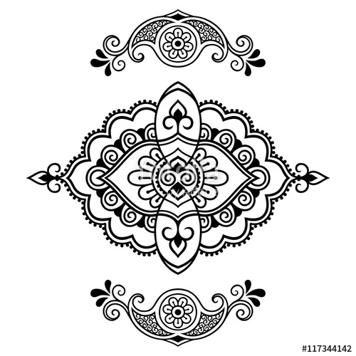 500x500 Henna Tattoo Flower Template Mehndi Stock Image And Royalty