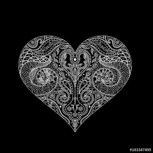 Vector Indian Henna Design For T Shirt Or Web White Lines 500x500 Vector Indian Henna Design For T Shirt Or Web White Lines