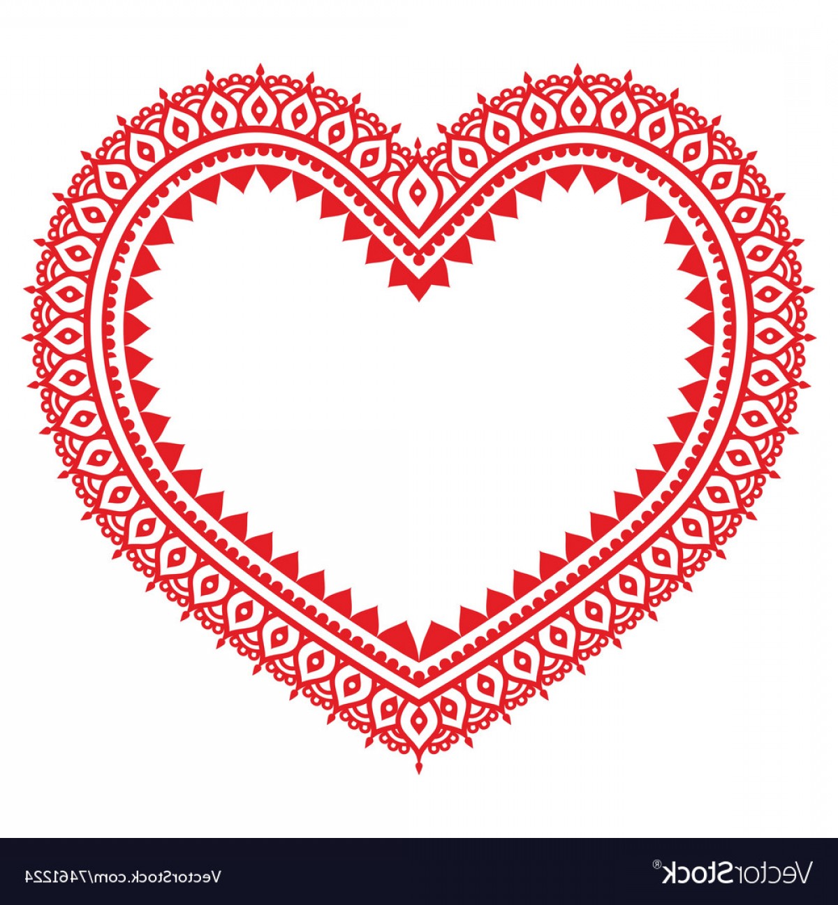 1200x1296 Heart Red Mehndi Design Indian Henna Pattern Vector Catchsplace